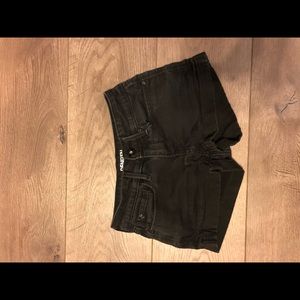 Black denim shorts